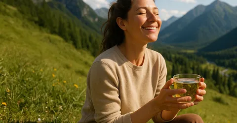 девушка пьет чай