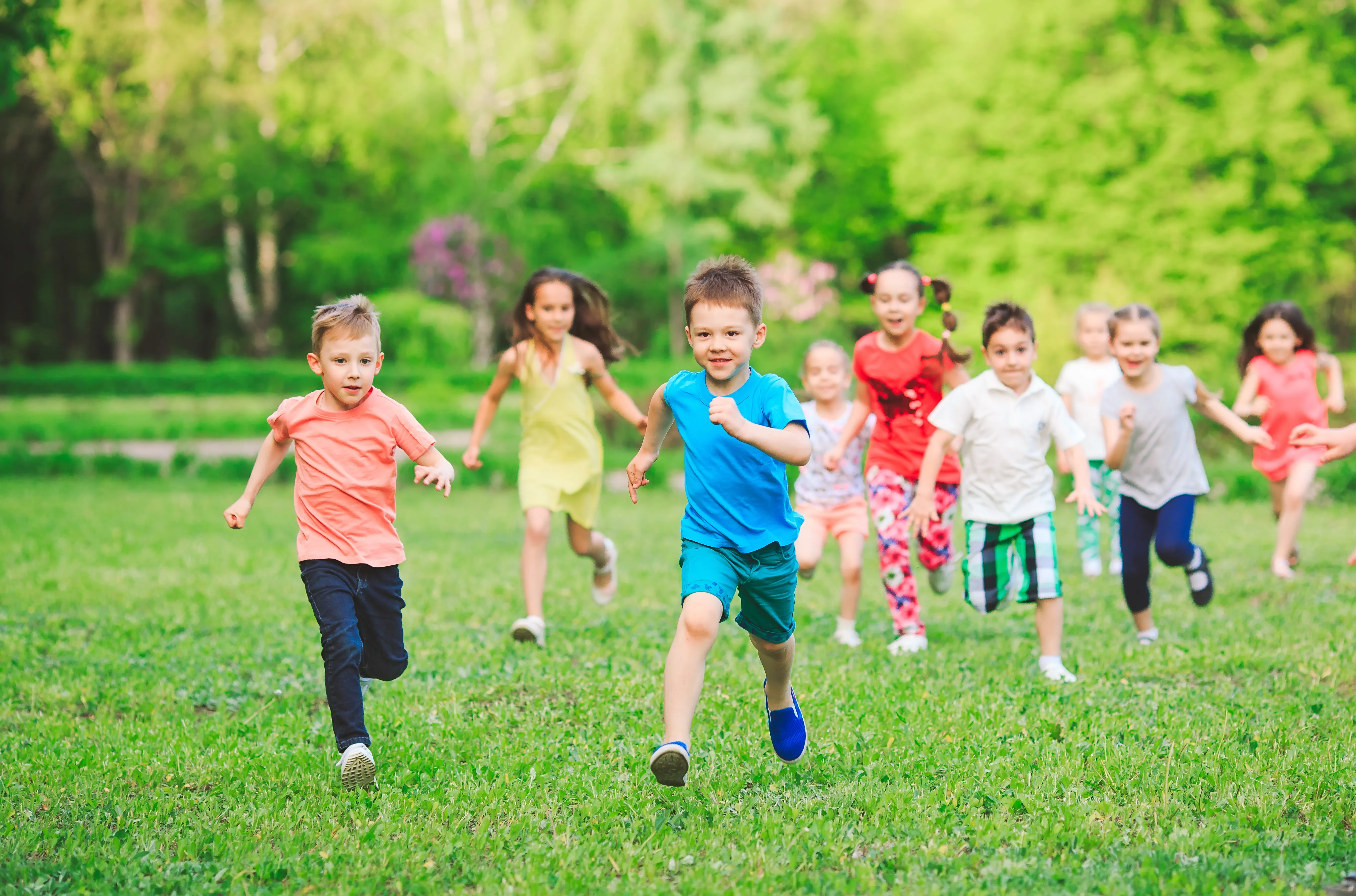 many-different-kids-boys-girls-running-park-sunny-summer-day-casual-clothes