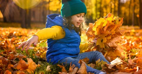 osennaa_igra_dla_detei_milaa_devocka_s_sobrannymi_suhimi_klenovymi