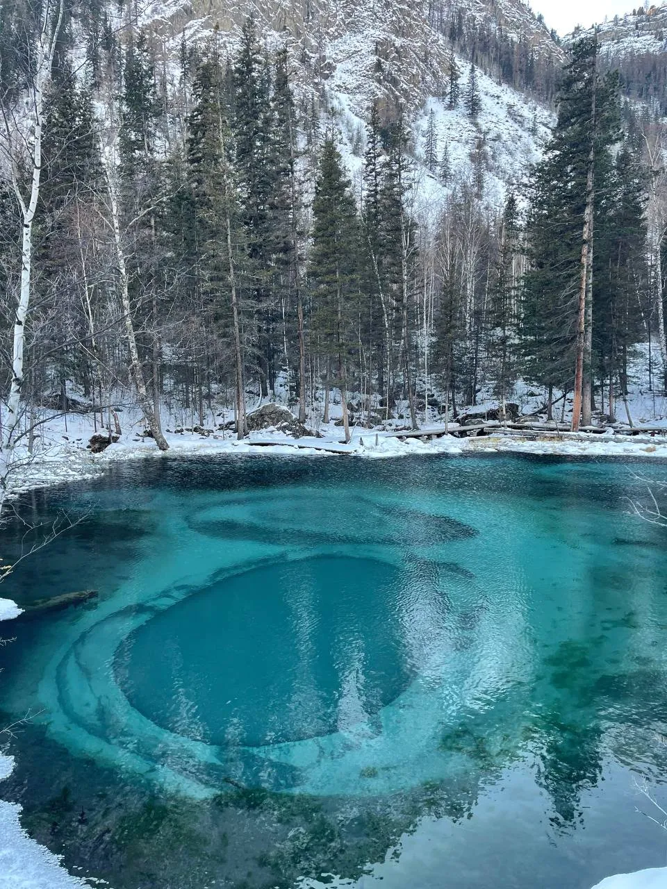гейзеровое озеро зимой